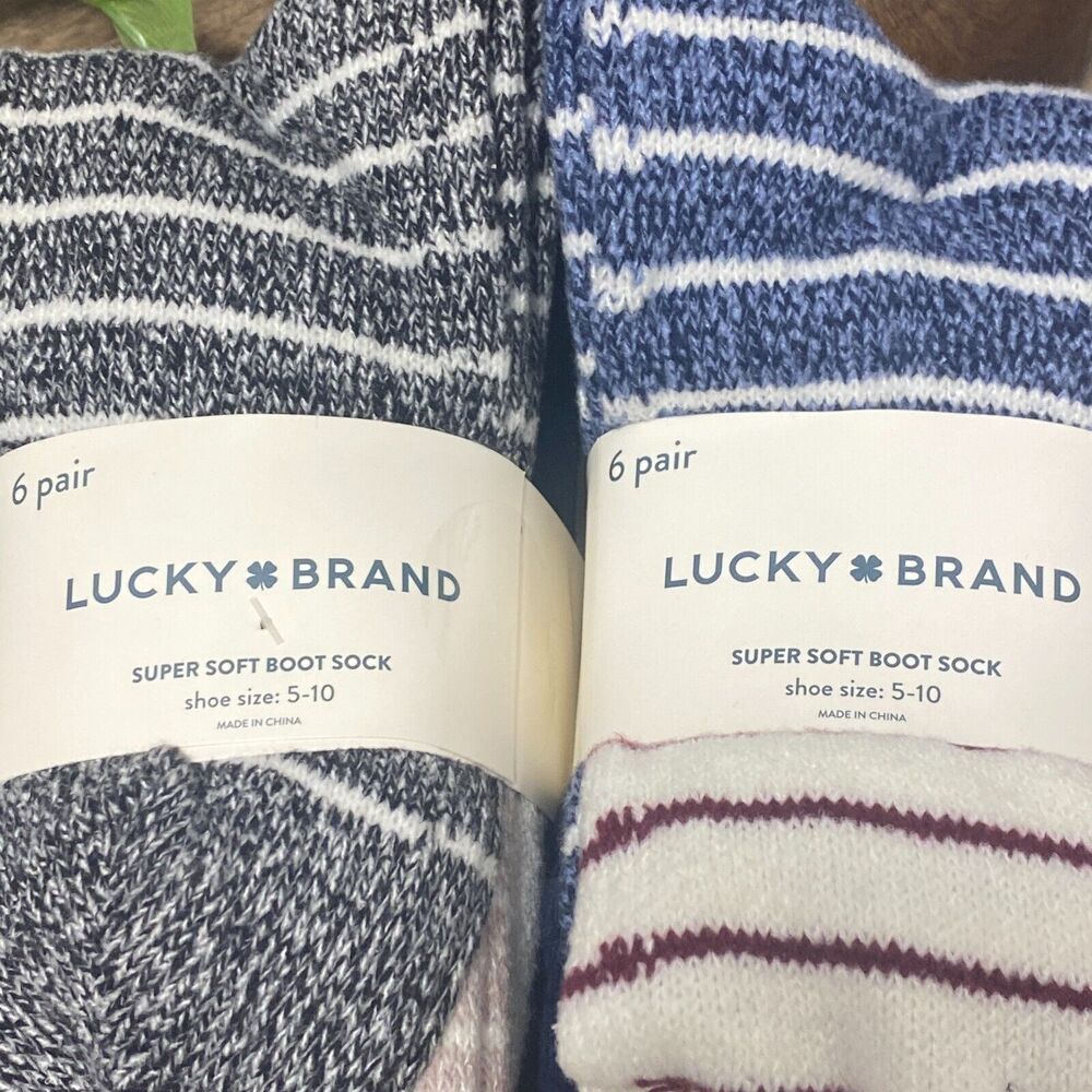 12 Pair Lucky Brand Super Soft Boot Sock for Women's Shoe 5-10 Blue Gray Black - Picture 6 of 10